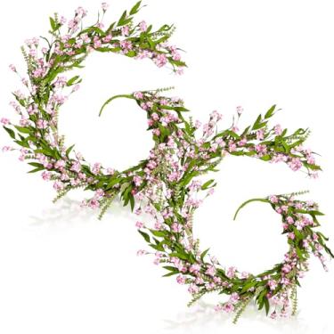 Imagem de Dingion Pacote com 2 guirlandas artificiais de flores silvestres de 1,8 m, guirlanda de primavera e verão, decoração de videira para pendurar em ambientes internos e externos, casa, janela, parede