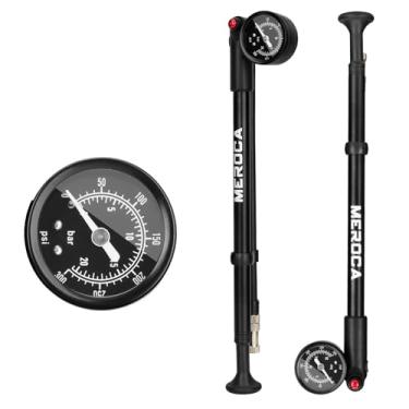 Imagem de Aomiun Bomba de choque de alta pressão com medidor, bomba de ar MTB 300PSI para garfo dianteiro e suspensão traseira, mini bombas de pneu de mountain bike portáteis com sangramento de ar para válvulas