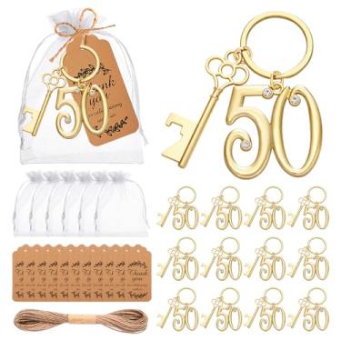 Imagem de KBDHYY 24 Peças De Chaveiros Abridores Garrafas 50º Aniversário, Lembrancinhas Para Festa Chaveiro Cerveja Dourada Abridor Garrafas, Presentes Retorno Aniversário Casamento, Decorações Ou Lembranças