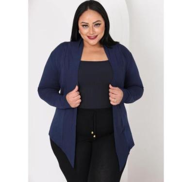 Imagem de Casaquinho Cardigã Feminino Viscolycra Plus Senhoras - Restart, Azul m