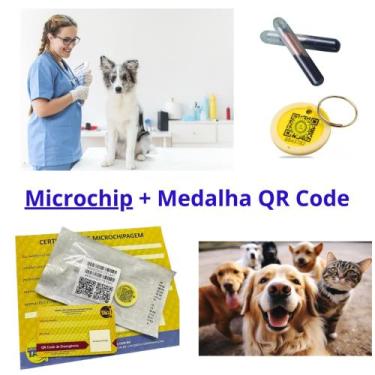 Imagem de Microchip Animal + Medalha Qr Code P/ Cães, Gatos E Exóticos - Animall