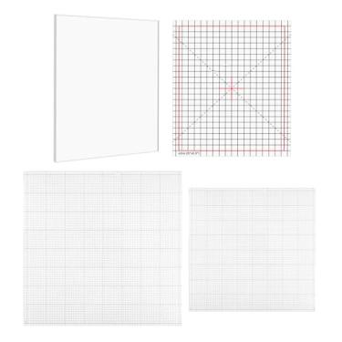 Imagem de 3 peças de tapete adesivo de baixa aderência com grade para estampar tinta estêncil mistura de tinta transparente fotopolímero artesanato tapete baixo pegajoso tapete de carimbo projetos faça você