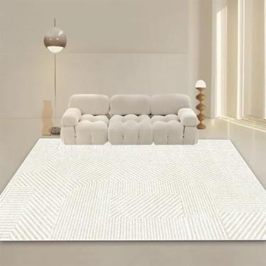 Imagem de Tapete moderno estilo creme para sala de estar, decoração minimalista para sofá, tapetes grandes para quarto, mesas de cabeceira laváveis (200x250 cm/sem fiapos - 2)