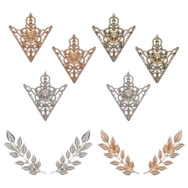 Imagem de NICENEEDED 5 peças de decoração de colarinho de camisa, palácio retrô ângulo triângulo folhas padrão oco broche, broche dourado prata broche clipe para mulheres homens terno, Multisize, Metal