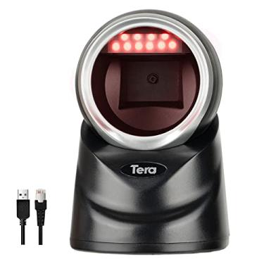 Imagem de Tera Scanner de código de barras 1D 2D QR Desktop omnidirecional mãos-livres, leitor de código de barras com fio USB 2.0 com sensor de imagem automático, scanner de plataforma de digitalização para PDS, supermercado, modelo de varejo 9100 (preto)