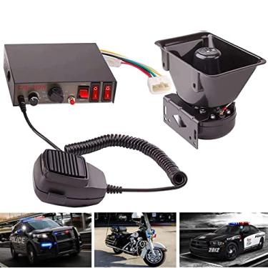 Imagem de Kit de sistema PA de sirene policial de alerta de emergência de 9 tons 200W com microfone de mão e 2 interruptores de controle de luzes para bombeiro, ambulância, veículos, caminhões, carros, SUV,