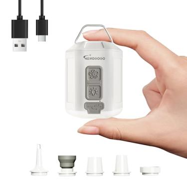 Imagem de GIGA PUMP Bomba de ar portátil de 4,2 kPa com luz de acampamento – Bomba de ar recarregável GP4 ultraleve para boias de piscina, almofadas de acampamento, almofadas infláveis, anéis de natação