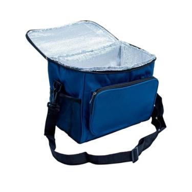 Imagem de Bolsa Térmica para Marmita, 10 Litros, Azul, com Alça Ajustável e Compartimento Isolante