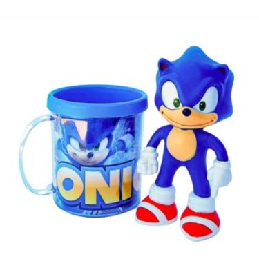 Imagem de Boneco Sonic 15 cm + Caneca Copo Acrílico Lembrancinha - Malaysia Coll