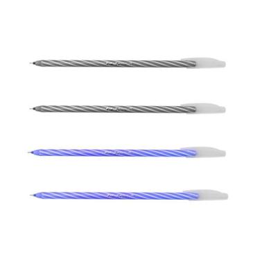 Imagem de Kit Caneta Esferográfica Spiro c/ 4 unidades - Cis, Preto/Azul