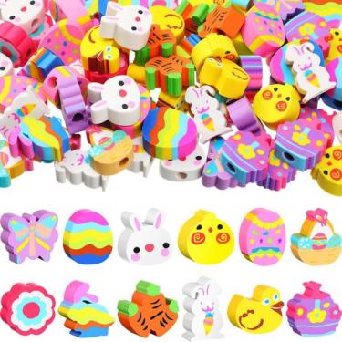 Imagem de Easter Erasers, pacote com 72, 12 estilos, chapéus de lápis Bunny Egg 