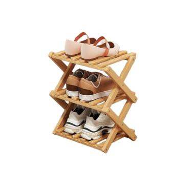 Imagem de Sapateira - Sapateira vertical dobrável para entrada, durável e fácil de montar, aplicável à entrada de casa, armário e quarto (natureza-3 camadas)