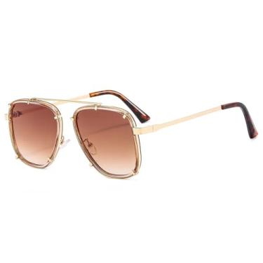 Imagem de JRLLFD Óculos de sol vintage femininos, óculos escuros masculinos, retrô, gradiente, fashion, driver uv400 (champanhe)