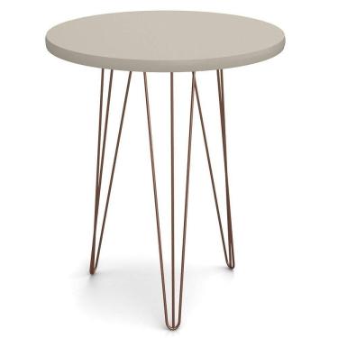 Imagem de Mesa Lateral Redonda Base Aço Evolution Off White - Patrimar