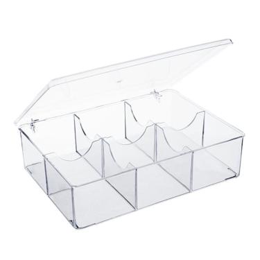 Imagem de Caixa Organizadora Porta Sachês De Chá Açúcar 6 Divisórias Acrílico Utily