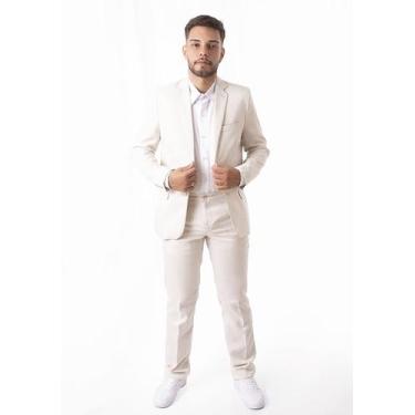 Imagem de Terno Oxford Slim Masculino Social 9 Cores - Paleto+Calça Alves Alfaia