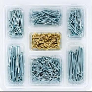 Imagem de Rocky Mountain Goods Kit de unhas sortidas de 575 peças – Conjunto de unhas para pendurar quadros – 7 tipos de pregos – pregos pequenos e longos para uso doméstico – para parede, drywall e madeira