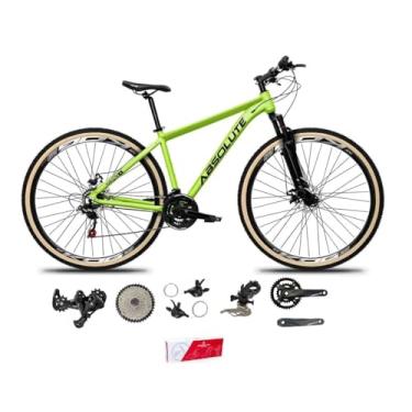 Imagem de Bicicleta Aro 29 Absolute Nero 5 Kit 2x9 Freio Hidráulico K7 Suspensão com Trava Pneu Faixa Bege (Verde, 17)