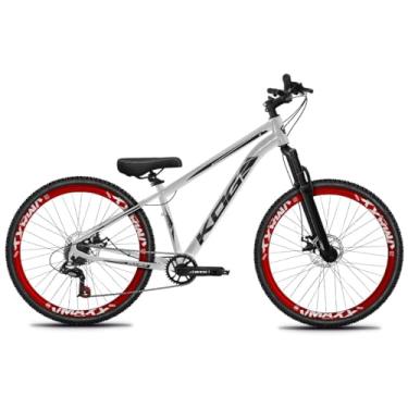 Imagem de Bicicleta Aro 26 KOG Freeride 1x7 – Estilo Grau, Suspensão 29”, Freios a Disco, Aros Vmaxx Neon – Bike Urbana de Alta Performance, Prata, Adesivo Preto,Vmaxx Vermelho