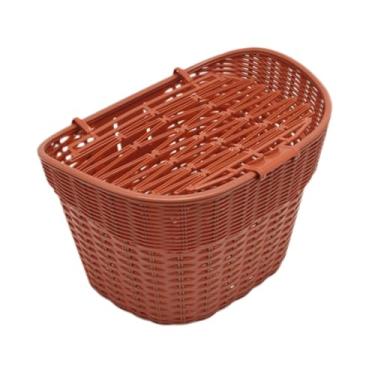 Imagem de YIJU Cesta frontal de bicicleta, cesta de guidão, bolsa de transporte removível para a maioria bicicletas, sacola de compras para alimentos, Vermelho Marrom