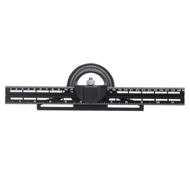 Imagem de Régua angular combinada, multifuncional, móvel, marcenaria, horizontal, universal, transferidor chanfrado, 300 mm, preto para entusiastas de marcenaria