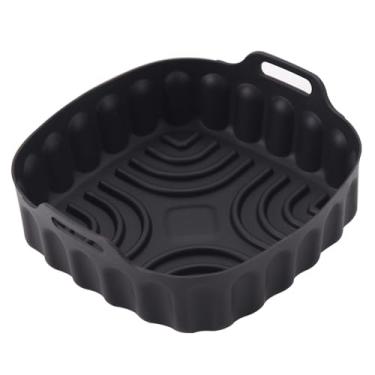 Imagem de Frigideira quadrada de silicone, bandeja de cozimento a ar, fritadeira de silicone, forno, 2 peças (preto)