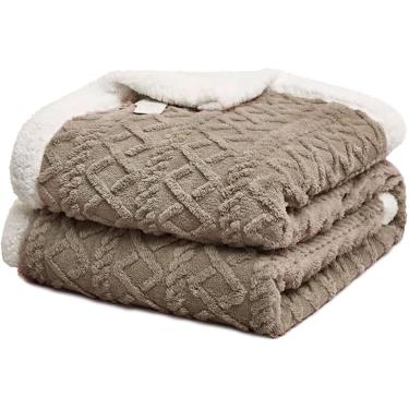 Imagem de Sherpa Fleece Throw Plain, cama quente e macia joga cobertores sofás jogam cobertores para cama de inverno Sofá Viagem de travessa cobertor, curry escuro, 150 × 200cm
