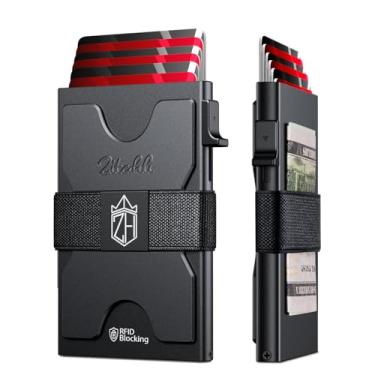 Imagem de Zitahli Capas para cartões de visita masculinas – Porta-cartões fino para mais de 6 cartões, carteira de metal para homens e mulheres, carteira minimalista com bloqueio de RFID com função pop-up