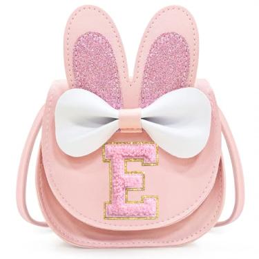 Imagem de Idefair Bolsa infantil para meninas, presente de aniversário para crianças de 3, 4, 5, 6, 7, 8, 9 e 10 anos, bolsa de ombro para crianças, rosa, Letter E, Bonito
