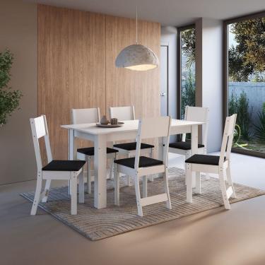 Imagem de Mesa de Jantar 6 Lugares Astana Branco/Preto - Pnr Móveis