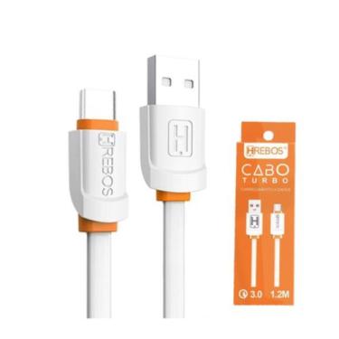 Imagem de Cabo Turbo 1 metro para Samsung A06 A16 A26 A36 A56 - Hrebos, Branco