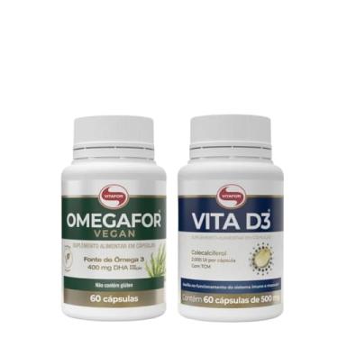 Imagem de Combo Omegafor Vegan 400mg Dha Ultra Puro 60 Caps e Vitamina D - Vita D3 2000ui - 60 Caps Vitafor