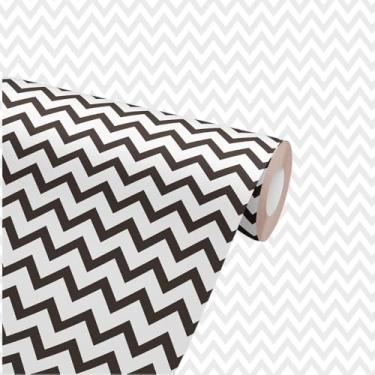 Imagem de Papel de Parede Chevron Preto e Branco PREMIUM Autoadesivo Texturizado 10 metros = 2 Rolos de 5m X 45cm Sala Quarto