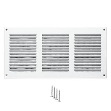 Imagem de TURvent Tampa de ventilação 10x4 (abertura do duto) - Grade de ar de retorno HVAC branca para parede e teto - Tampa de ventilação de metal AC com malha - Registro de ventilação retangular - Dimensões