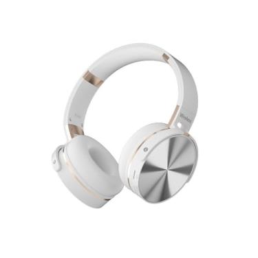 Imagem de Fones de ouvido Bluetooth sobre os fones de ouvido sem fio da cabeça da orelha com jogador de fone de ouvido de microfone dobrável para telefone,White