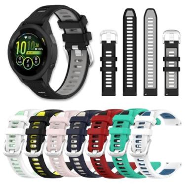Imagem de Pulseira Silicone Para Relógio Garmin Forerunner 255/265/745/venu Dual Cor 22MM Fecho Duplo (Cinza e Preto)