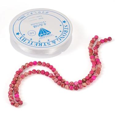 Imagem de FASHEWELRY 2 fios de 4 mm contas de pedra natural cereja jaspe imperial kits de fabricação com fio elástico transparente pedra preciosa de cura lisa redonda para pulseiras, colar, brinco, fabricação