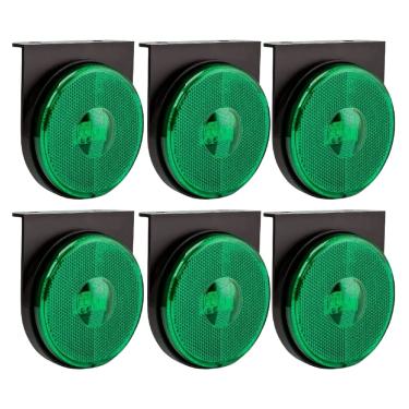 Imagem de Kit 6 Lanterna Lateral Caminhão 3 Led 85mm Carreta Verde