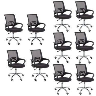 Imagem de Cadeira Diretor Escritório Tela Mesh Wave Pierre Preta W-120 KIT 10 UN