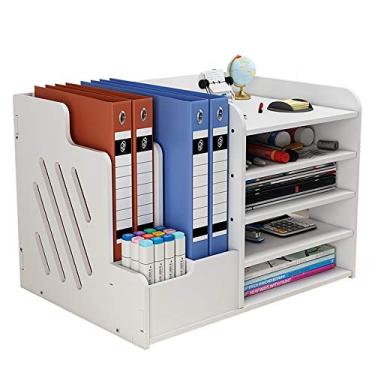 Imagem de BlayaAdd Organizador de mesa branco, organizador de arquivos de documentos de mesa multiuso, prateleira de armazenamento para escritório em casa (PB07-3)