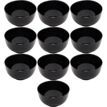 Imagem de 10 Tigelas de Vidro Opalino 700ml Diwali Black 14x8cm Lyor Bowl Petiscos Cumbuca
