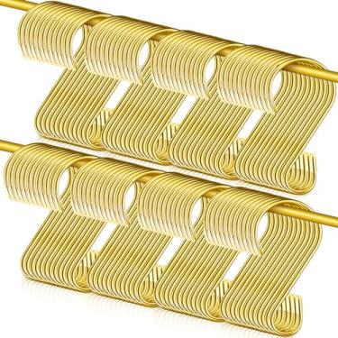 Imagem de Hotop 100 ganchos de aço inoxidável em forma de S, ganchos de cortina de metal para pendurar panela, panela, copos, plantas, bolsas, jeans, toalhas (ouro, 8,5 cm)