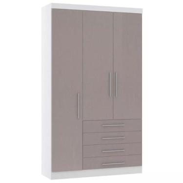 Imagem de Guarda-roupa Modulado 132cm 3 Portas 4 Gavetas Alpes Luciane, Branco/C