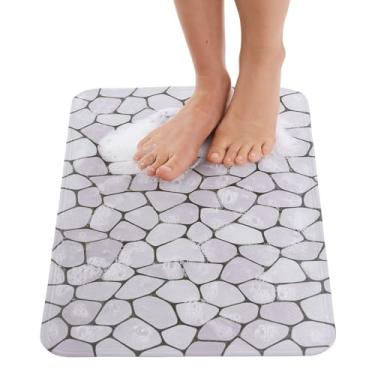 Imagem de Tapete de banheira antiderrapante - Tapetes de chuveiro para chuveiro interno - Tapete de banho para banheira - Tapete de chuveiro antiderrapante - Tapete de banheira com ventosa segura de 71 x 40 cm