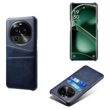 Imagem de Capas Compatível com OPPO Find X6 PRO,Caso de couro PU-Tampa de telefone a prova de choque com 2 slots de cartão,Proteção anti-impressão digital e anti-gota-Blue
