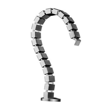 Imagem de KiBcsLic Kit de gerenciamento de cabos de vértebras, canaleta de cabos, fácil de instalar, flexível, coluna de fios, manga de cabo, tubo de enfiamento de fios, Prata