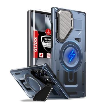 Imagem de FRLMOOES Capa para Samsung Galaxy S24 Ultra compatível com carregamento MagSafe magnético sem fio, com suporte para capa de câmera, com protetor de tela, à prova de choque, resistente a arranhões