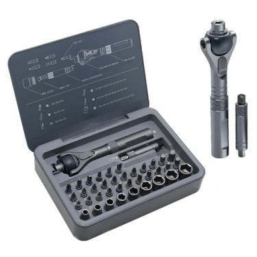Imagem de Conjunto de Torcacafas de Parafusa de Ratchete Magnético, com Cabeça de Bola de Ratchet Universal de 180 °, Mecanismo de Ratchet de 45 Dentes, Broca de Aço Liga, Ferramenta de Reparação (40 IN 1 - RS)