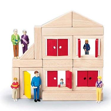 Imagem de Constructive Playthings Conjunto de 5 peças para porta e 14 cm C x 10 cm L x 3,8 cm de espessura de blocos de janela dimensionados para combinar com blocos de unidade; figuras e blocos de unidade não