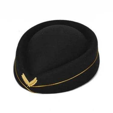Imagem de Boina De Lã Da Moda Feminina, Chapéu De Aeromoça, Boné Uniforme Femini